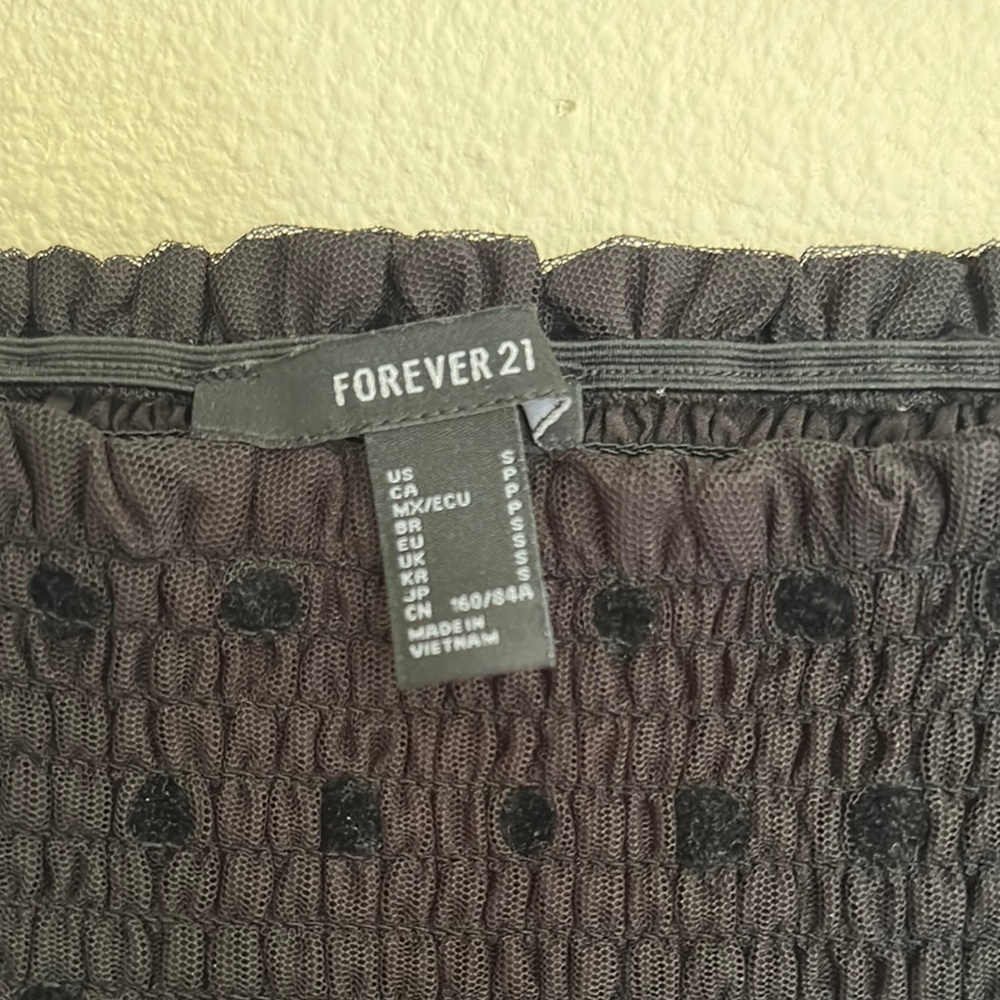 Forever 21 Black Mesh Sleeve Blouse - Picture 2 of 6